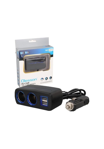 Olesson 1638 12-24v Çift Usb Girişli 120w 80 Cm Kablolu 2'lı Araç Çakmak Çoklayıcı