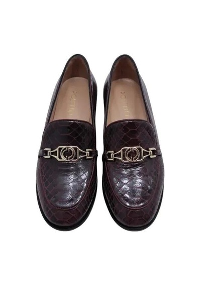 Poletto Hakiki Deri Bordo Loafer Düz 04 2016 72-48 Bordo