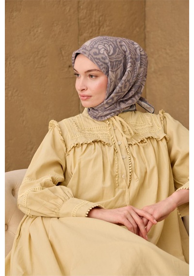 Silk Home Soft Eşarp 73099-07 Vizon, Koyu Vizon, Çelik Mavi