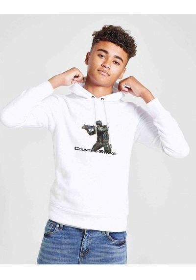 Tshirthane Counter Strike 2 Baskılı Unisex Çocuk Kapüşonlu Beyaz Sweatshirt