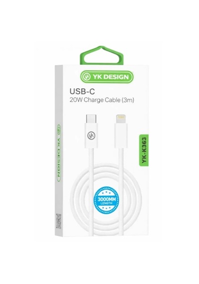 Yk Design Yk-k363 Pd Lightning 20w Örgülü Şarj Kablosu 3 Metre Şarj Data Kablosu