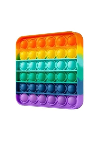 2'li Pop It Kare- Yuvarlak Şekilli Gökkuşağı Renk Duyusal Oyuncak Zihinsel Gelişim Stres Popit 2 Ad