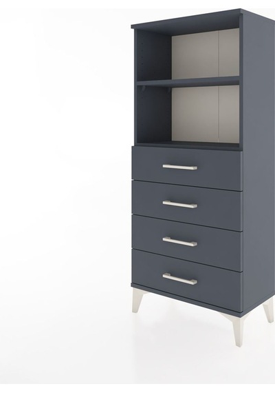 Hyperion Dolap 2 Raflı 4 Çekmeceli 60x44x134 Antrasit-antrasit Antrasit