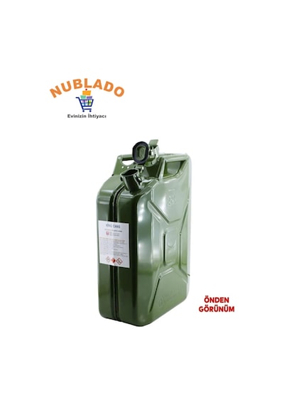 20 Litre Metal Benzin Bidonu 2 Li Set Sızdırmaz Kapaklı Akıtma Aparatlı Dayanıklyakıt Taşıma Bidonu