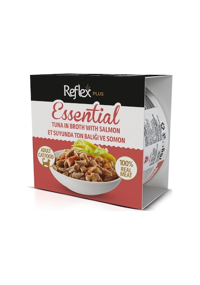 Plus Essential Et Suyu İçinde Ton Balığı Ve Somonlu Yetişkin Kedi Konserve Maması 70 G