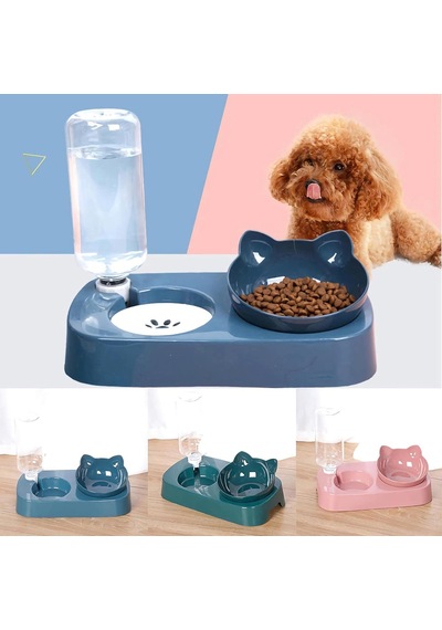 Tr Technosmart Kedi Köpek Mama Ve Su Kabı Kaseli Otomatik Su Sebili Büyük Boy Depolama Mavi