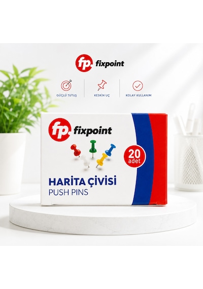 Harita Çivisi Çok Renkli 1 Kutu 20 Adet Fixpoint P-2459