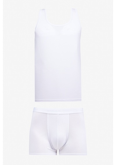 Ac&co Erkek Beyaz Standart Fit Normal Kesim Modal Esnek Boxer-atlet Takımı Beyaz
