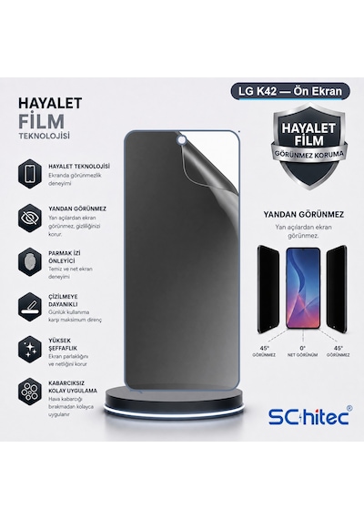 Lg K42 Uyumlu Ön Yüzey Hayalet Privacy Hidrojel Ekran Koruyucu