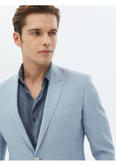 Kip Açık Mavi Düz Slim Fit Ceket 001