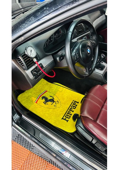 Sarı Ferrari Lüks Halı Paspas Takımı