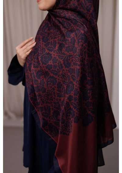 Mimiyum Nevra Desen Soft Şal Lacivert Bordo Çok Renkli