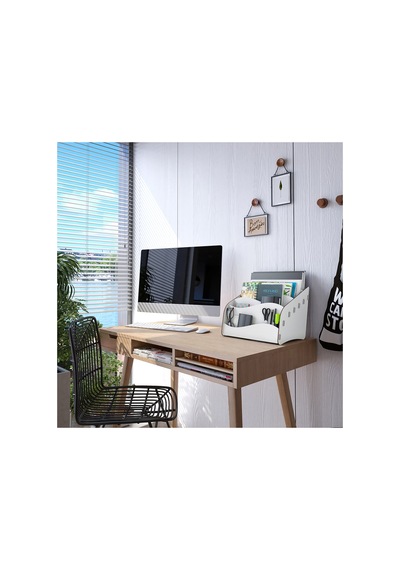 Wavy Montessori Çocuk Kitaplığı Ahşap Çocuk Odası Mini Kitaplık Masaüstü Organizer Beyaz - 657834234 Beyaz