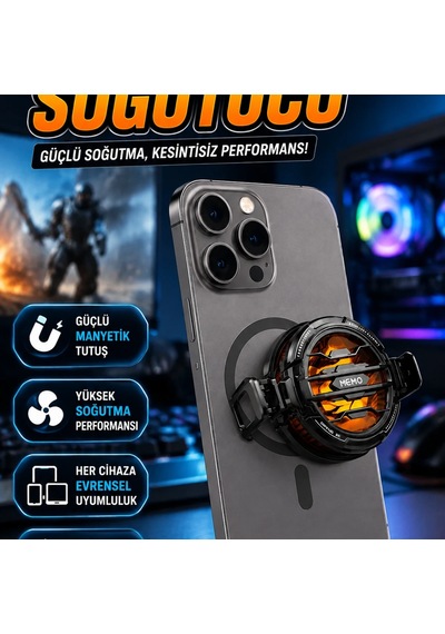 Mıknatıslı Telefon Soğutucu Fan Aparatlı Led Göstergeli Evrensel Uyumlu