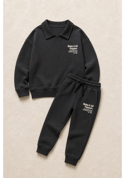 Eray Alp Kids Erkek Çocuk Polo Yaka 2'li Takım Gri