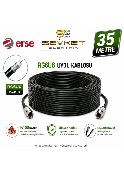 Erse Rg6u6 Anten Kablosu %100 Bakır 35 Metre
