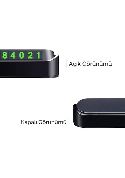 Mıknatıslı Araç Telefon Park Numaratörü Açılır Kapanır Siyah