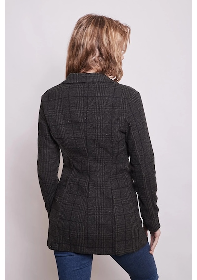 Ekose Desenli Yakalı Uzun Kol Tek Düğme Yünlü Kumaş Blazer Ceket-haki Desen Haki D.
