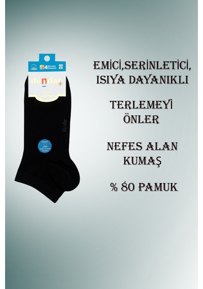 Dündar Erkek Plus Penye Patik Çorap 4 Mevsim Siyah