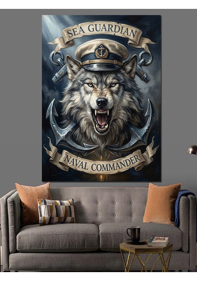 Sea Guardian Kurt Kaptan Logosu Dekoratif Kanvas - Mdf Ahşap Tablo
