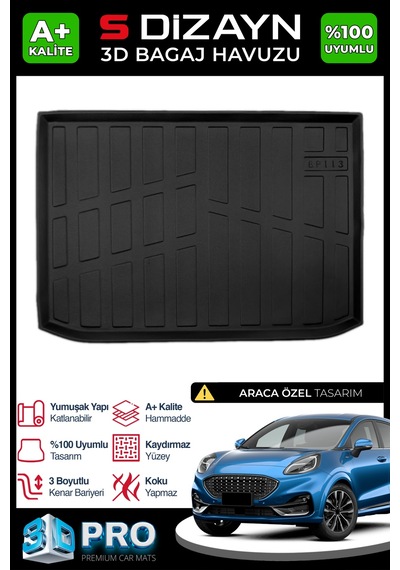 S-dizayn Ford Puma 3d Pro Bagaj Havuzu 2019 Üzeri A+ Kalite