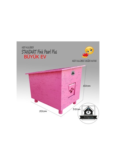 Kedigram Kedi Kulübesi Standart Pink Pearl Plus Kedi Evi Yağlı Boyalı