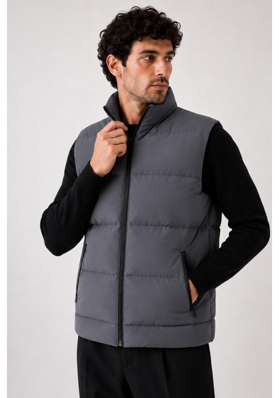 Maison Rae Erkek Gri, Nova Kumaş, Dik Yaka, Su Ve Rüzgâr Dirençli, Puffer Yelek