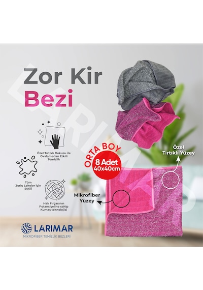 Larimar Zor Kir Bezi Kurumuş Leke Çıkarıcı 8'li 40 x 40 CM