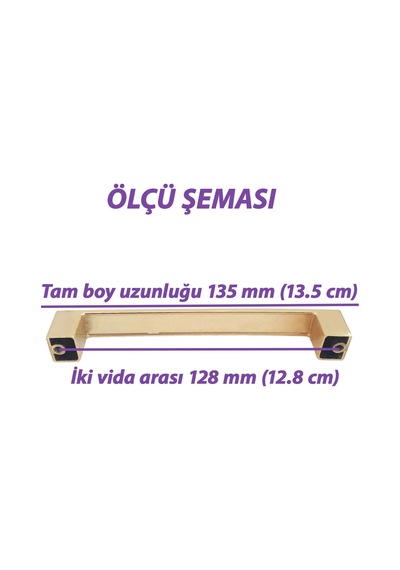 Bihter Düz Kulp 128 Mm Altın Mutfak Kulpu Çekmece Dolap Kapak Kulbu Metal Mobilya Dolabı Kulpları
