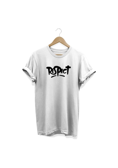 Respect Baskılı Beyaz T-shirt Beyaz