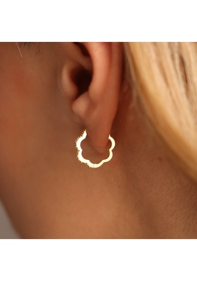 Sembol Gold Altın Halka Küpe Papatya Formlu 1.5 cm