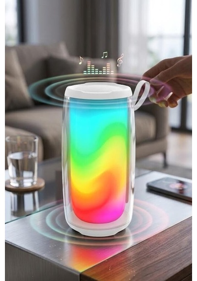 Özel Üretim Cep Boy Dinleti Bahçe Bluetooth Hoparlör Rgb Işıklı Bts-1953 Beyaz