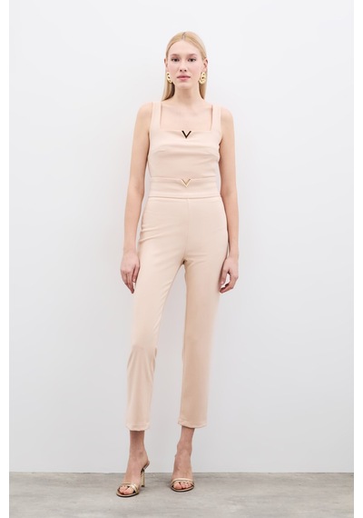 Sateen Bel Aksesuarlı Pantolon - Bej-135481 Bej