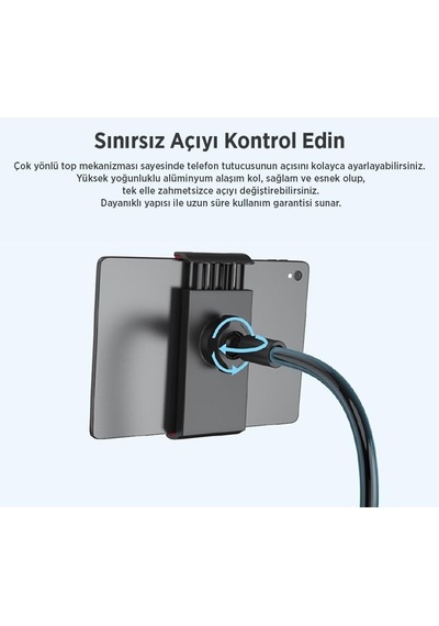 360 Dönen Uzun Kollu Ayarlanabilir Tablet Ve Telefon Tutucu Stand