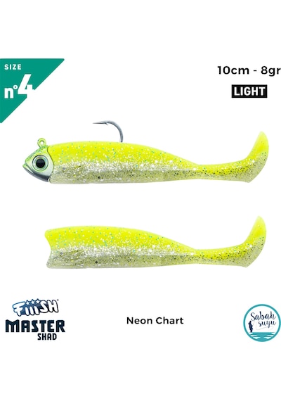 Fiiish Master Shad Ms100/4 Ms4549 Combo Light 10cm 8gr Neon Chart