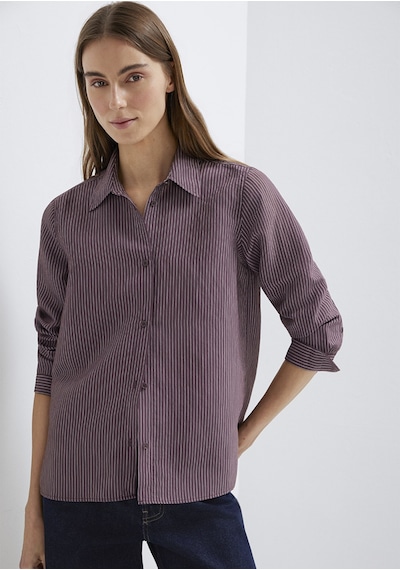 Mavi - Tencel Liyosel Karışımlı Çizgili Gömlek 1211374-91569 Mor