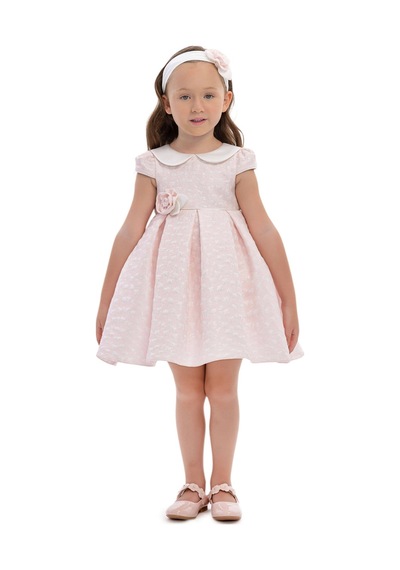 Kız Bebek Bandanalı Güpürlü Elbise Pembe 36172 Pembe