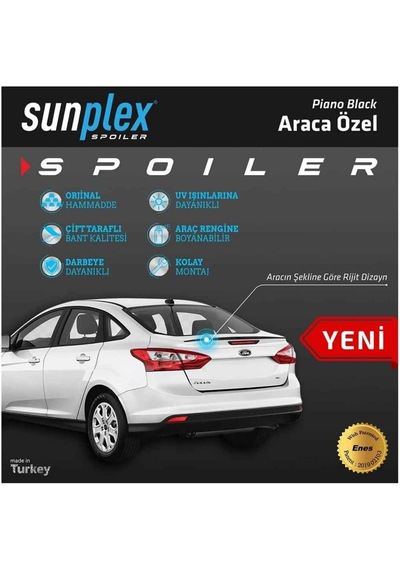Ford Focus 3-4 Sedan Piano Black Spoiler 2011-2014 Arası Sunplex