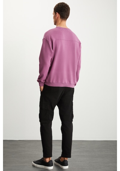Grimelange Dımıtrı Erkek Soluk Efektlı Ceplı Süs Etiketli Oversıze Fit Bordo Sweatshirt