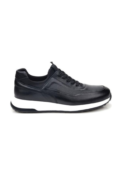 Papuçcity Pisagor 5736 Erkek Hakiki Deri Sneakers Spor Ayakkabı Siyah