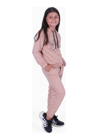 Fyk Kids Angel Baskı Detaylı Kız Çocuk Eşofman Takımı Kahverengi