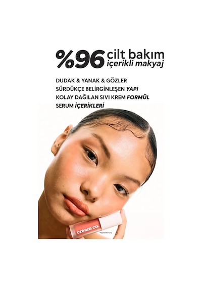 Cream Co. Nemlendirici Besleyici Işıltılı Dudak Yanak Göz Renklendirici Glow Tint Warm Peach