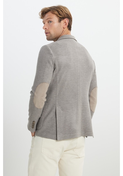 Erkek Acı Kahverengi Slim Fit Dar Kesim Mono Yaka Armürlü Torba Cepli Ceket Acı Kahverengi