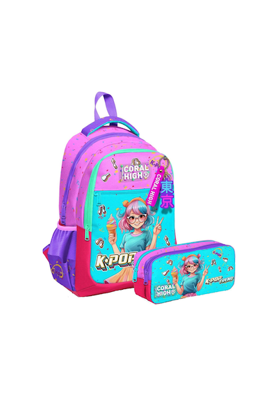 Coral High Üç Bölmeli İlkokul Sırt Çantası Ve İki Bölmeli Kalemlik - Kız Çocuk - Pembe K-pop Dondurmalı Kız Çok Renkli Coral High Üç Bölmeli İlkokul Sırt Çantası Ve İki Bölmeli Kalemlik - Kız Çocuk - Pembe K-pop Dondurmalı Kız Çok Renkli