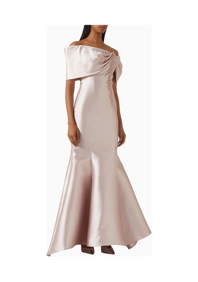 Ac By Aanchal Chanda Crystal - Embellished Gown Kristal Işlemeli Balık Form Maxi Kadın Elbise Pembe