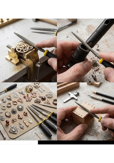 Tr Mini Eğe Seti, 6 Parça, 5x180 Mm, Çelik, Kaymaz Saplı, Metal Ve Ahşap İşleme İçin