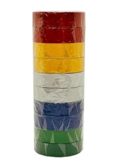 Renkli İzole Bant, 0,13x17mm, 3 Metre, 10 Adet, Elektrik İzolasyon Bandı