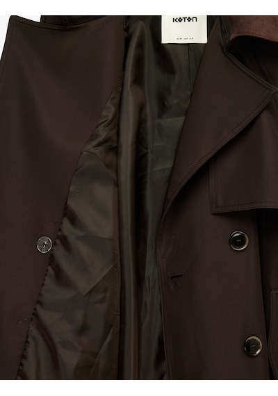 Koton Uzun Kollu Yakası Süet Görünümlü Kemerli Kruvaze Oversize Gabardin Trençkot Kahverengi 6sak00002pw Kahve Koton Uzun Kollu Yakası Süet Görünümlü Kemerli Kruvaze Oversize Gabardin Trençkot Kahverengi 6sak00002pw Kahve