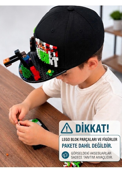 Kutpia Pixel Blok Minecraft -örümcek Adam- Batman-prenses Çocuk Kep Şapka Lego Uyumlu Siperlikli 4 12 Yaş Siyah - Siyah