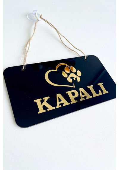 Pet Shoplar İçin Gold Tasarımlı Pleksi Kapı Tabelası Açık/kapalı